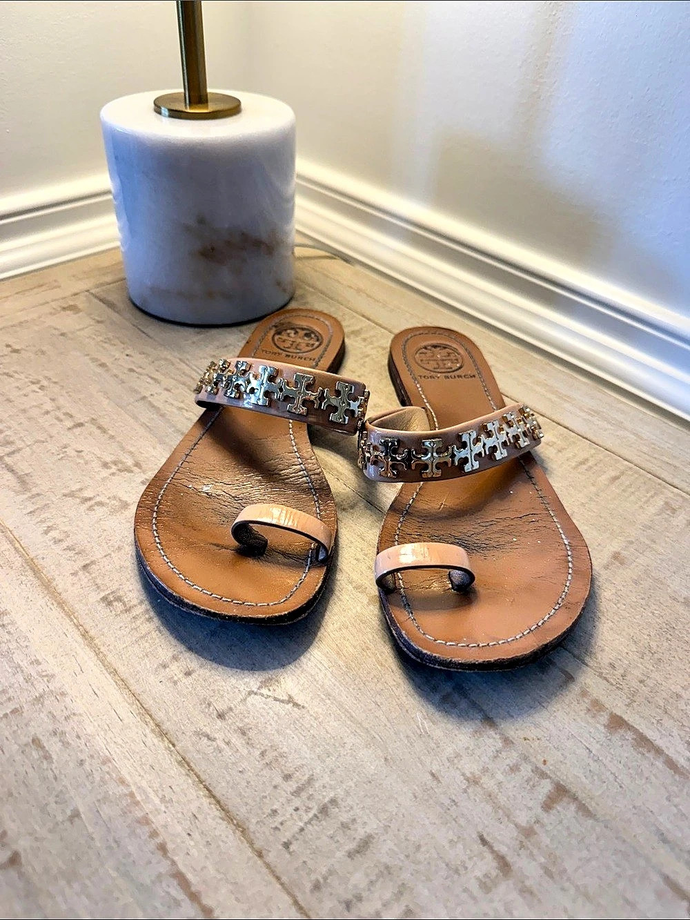 Tory Burch Metal Miller Sandal Flat Sandals Brown & Gold